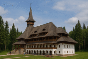 Monastero Săpânța-Peri in Romania con il campanile in legno più alto del mondo